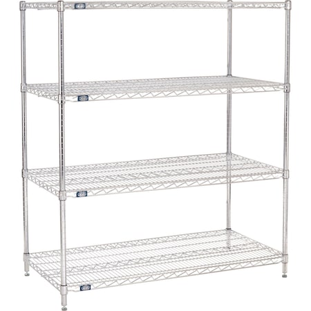 Nexel 4 Shelf, Chrome Wire Shelving Unit, Starter, 54inW x 24inD x 54inH 188242